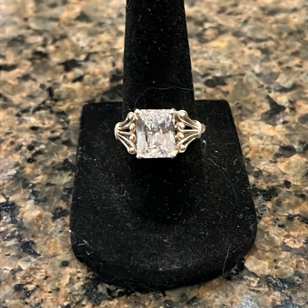 Sterling Silver and Cubic Zirconia Princess Cut Ring